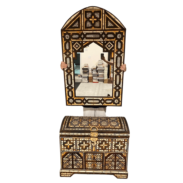 Magnificent, Antique Moroccan Wedding Chest and Mirror.